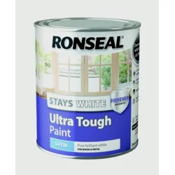 Ronseal Stays White Ultra Tough Paint White Satin 750ml