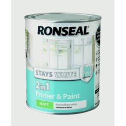 Ronseal Stays White 2in1 Primer & Paint White Matt 750ml | Torne Valley