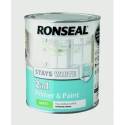Ronseal Stays White 2in1 Primer & Paint White Matt 750ml