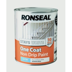 Ronseal Stays White One Coat Non Drip Paint White Satin 750ml | Torne Valley