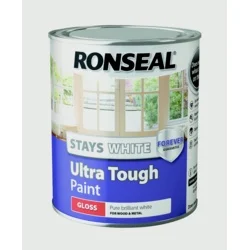 Ronseal Stays White Ultra Tough Paint White Gloss 750ml