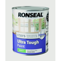Ronseal Stays White Ultra Tough Paint White Matt 750ml | Torne Valley