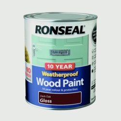 Ronseal 10 Year Weatherproof Gloss Wood Paint 750ml / Dark Oak | Torne Valley