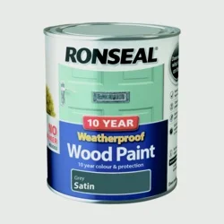 Ronseal 10 Year Weatherproof Satin Wood Paint 750ml / Grey | Torne Valley