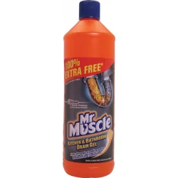 Mr Muscle Kitchen & Bathroom Drain Gel 500ml PLUS 100% Extra Free