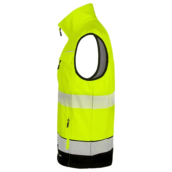 Beeswift Deltic Two-tone Hi-vis Softshell Rail Bodywarmer Saturn Yellow/Navy