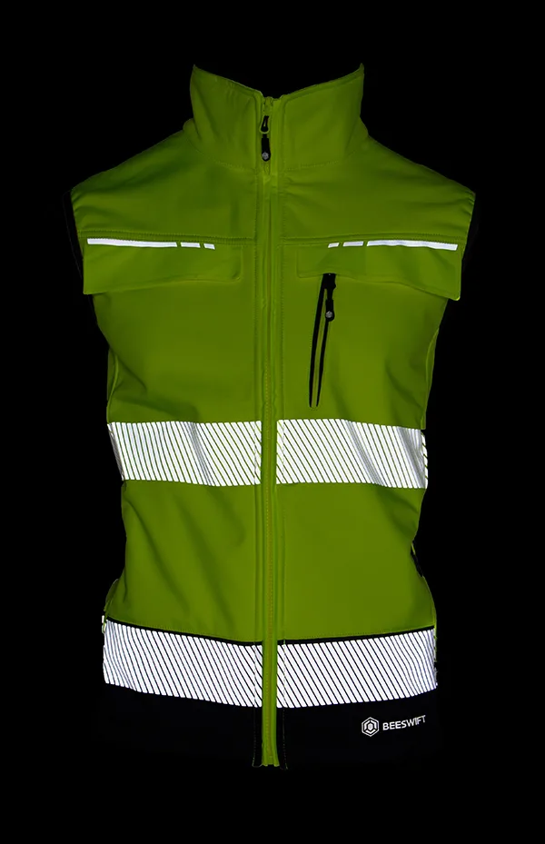 Beeswift Deltic Two-tone Hi-vis Softshell Rail Bodywarmer Saturn Yellow/Navy