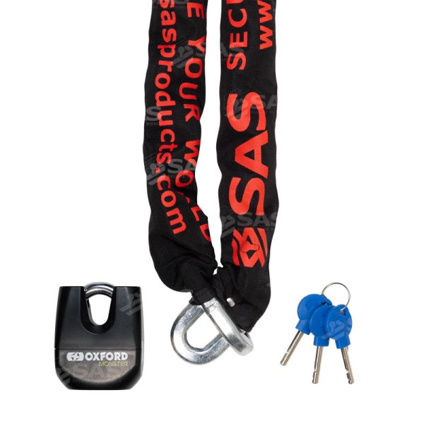 SAS Heavy Duty 2000 x 14mm Square Shackle Chain & Monster Padlock