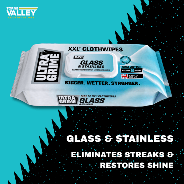 UltraGrime Pro: Glass & Stainless XXL Clothwipes 50pk